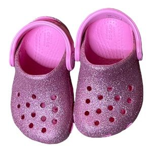 Crocs pink glitter infant baby kids size 4 C